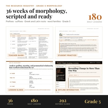 4th Grade Morphology | Prefixes Suffixes Greek Latin Roots | 36 Weeks No Prep