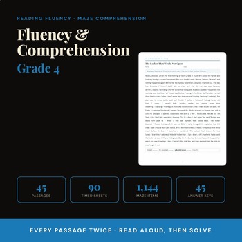 4th Grade Reading Comprehension Mazes & Fluency Passages | 45 Paired Sets