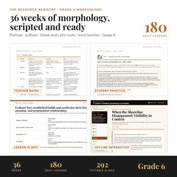6th Grade Morphology | Prefixes Suffixes Greek Latin Roots | 36 Weeks No Prep