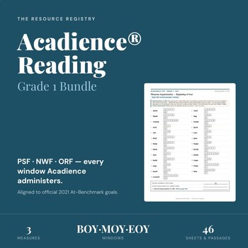 Acadience® Reading Grade 1 Bundle | PSF NWF ORF Practice | BOY MOY EOY