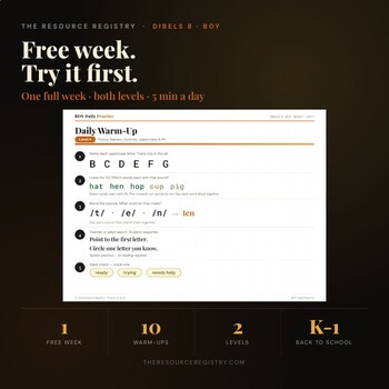 DIBELS 8 BOY Daily Practice — FREE 1-Week Sample | K-1 Reading Warm-Ups