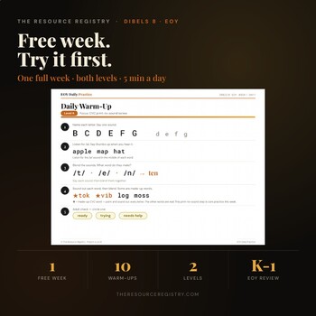 DIBELS 8 EOY Daily Practice — FREE 1-Wk Sample | K-1 End of Year Reading Warm-up