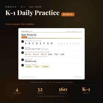 DIBELS 8 K-1 Daily Practice Bundle | All-Year Reading Warm-Ups + Homework