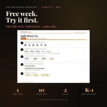 DIBELS 8 MOY Daily Practice — FREE 1-Week Sample | K-1 Midyear Reading Warm-Ups