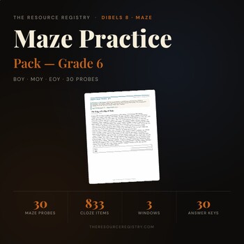 DIBELS 8 Maze Practice | 6th Grade Reading Comprehension Probes | mCLASS