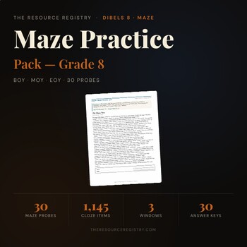 DIBELS 8 Maze Practice | 8th Grade Reading Comprehension Probes | mCLASS