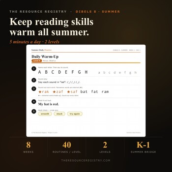DIBELS 8 Summer Daily Practice | K-1 Reading Warm-Ups + Homework | mCLASS
