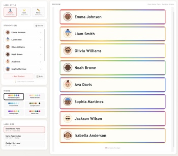 Editable Name Tags Generator — FREE | Avatars | Classroom Labels Print & Go