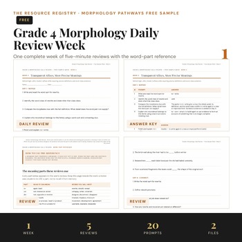 FREE 4th Grade Morphology Morning Work Sample | 5 Minute Daily Review + Key