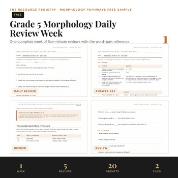 FREE 5th Grade Morphology Morning Work Sample | 5 Minute Daily Review + Key
