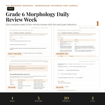 FREE 6th Grade Morphology Morning Work Sample | 5 Minute Daily Review + Key
