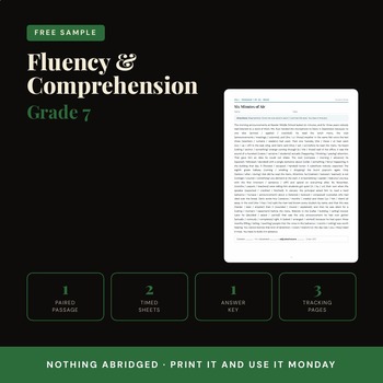 FREE 7th Grade Reading Comprehension Mazes & Fluency Passages Sample