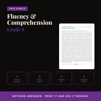 FREE 8th Grade Reading Comprehension Mazes & Fluency Passages Sample