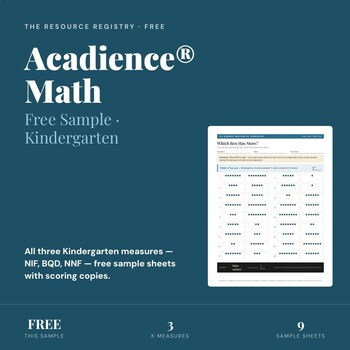 FREE Acadience® Math Kindergarten Sample