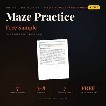 FREE DIBELS 8 Maze Practice Sample | One Probe Per Grade 2-8 | mCLASS