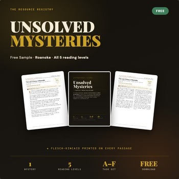 FREE Hi-Lo Mystery Reading Passages | Unsolved Mysteries Grades 4-8 | 5 Levels