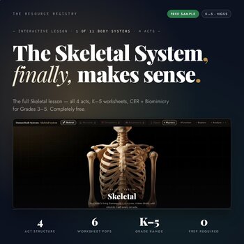FREE Human Body Systems Interactive Lesson | Skeletal Sample | K-5 Science