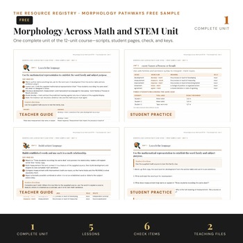 FREE Math Vocabulary Morphology Sample Unit | Prefixes Suffixes Roots No Prep