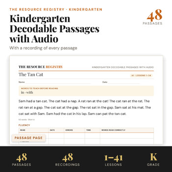 Kindergarten Decodable Passages + Audio | For Teachers Using UFLI Foundations