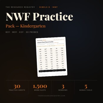 Nonsense Word Fluency (NWF) Practice | DIBELS 8 mCLASS K | 30 Probes + Keys