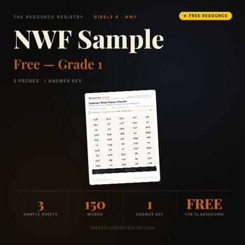 Nonsense Word Fluency (NWF) Practice — FREE DIBELS 8 mCLASS | Gr 1 | 3 Probes