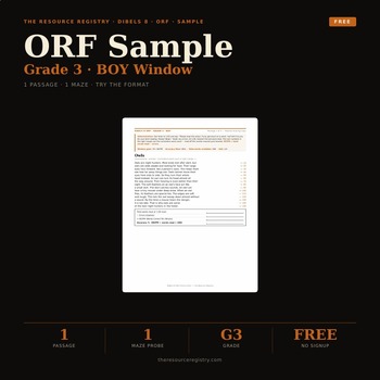 Oral Reading Fluency (ORF) Practice — FREE DIBELS 8 mCLASS Gr 3 | Passage+Maze