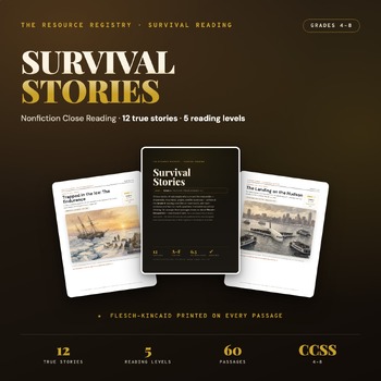 Reading Comprehension Passages & Questions Bundle |Survival Stories| Grades 4-8 