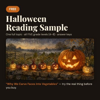 Reading Comprehension Passages & Questions | Halloween | Grades 4-8 Sample
