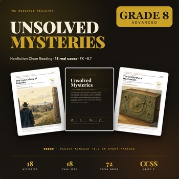 Reading Intervention Middle School | Hi-Lo Mystery Reading Passages 8th Grade