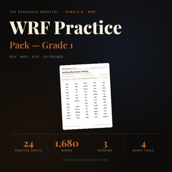 Word Reading Fluency (WRF) Practice | DIBELS 8 mCLASS | 1st Grade | 24 Probes