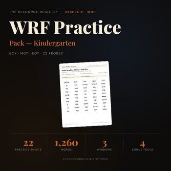 Word Reading Fluency (WRF) Practice | DIBELS 8 mCLASS | Kindergarten | 22 Probes