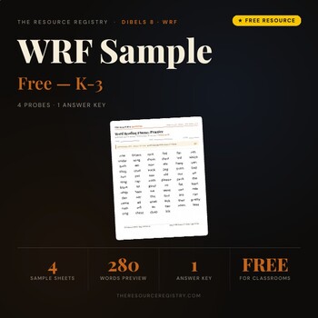 Word Reading Fluency (WRF) Practice — FREE DIBELS 8 mCLASS K-3 | 1 Per Grade