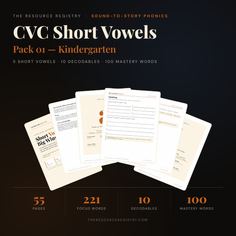 CVC Short Vowels Phonics Pack — K-1