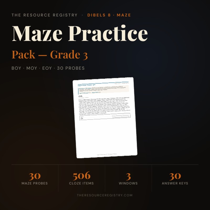 DIBELS 8 Maze Practice — 3rd Grade
