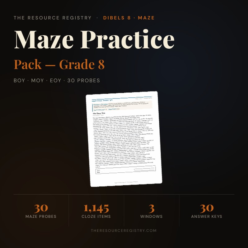 DIBELS 8 Maze Practice — 8th Grade