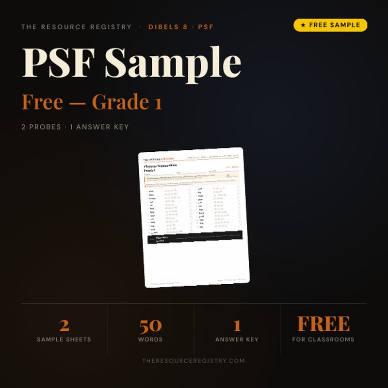 FREE mCLASS DIBELS 8 PSF Sample — Grade 1