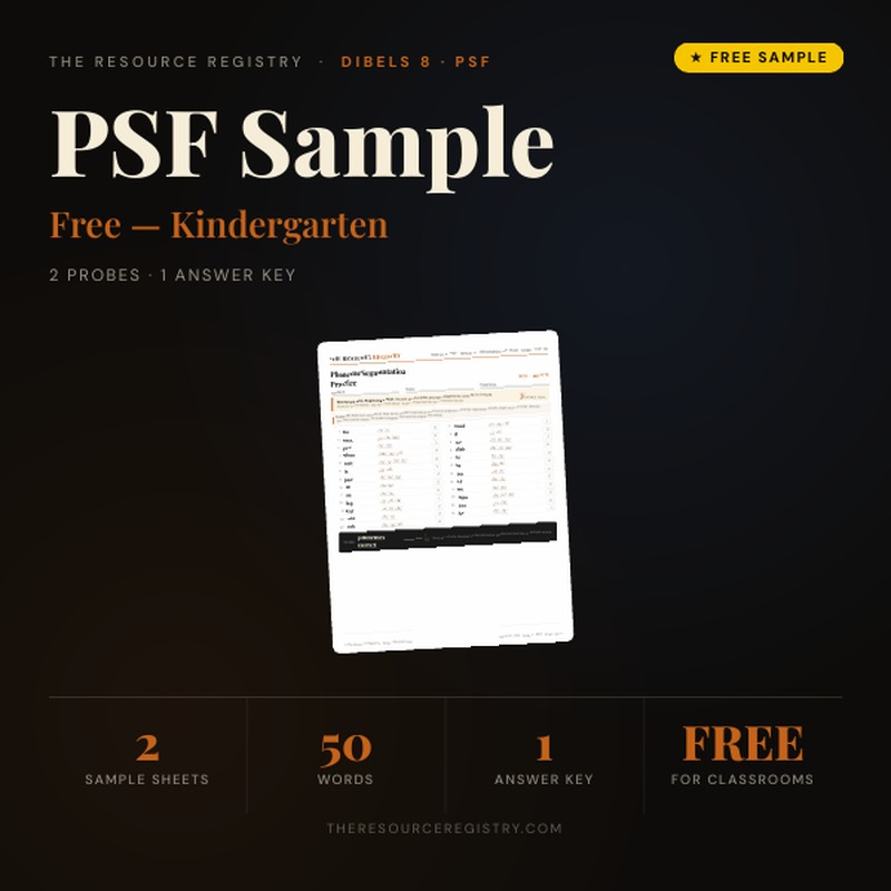 FREE mCLASS DIBELS 8 PSF Sample — Kindergarten