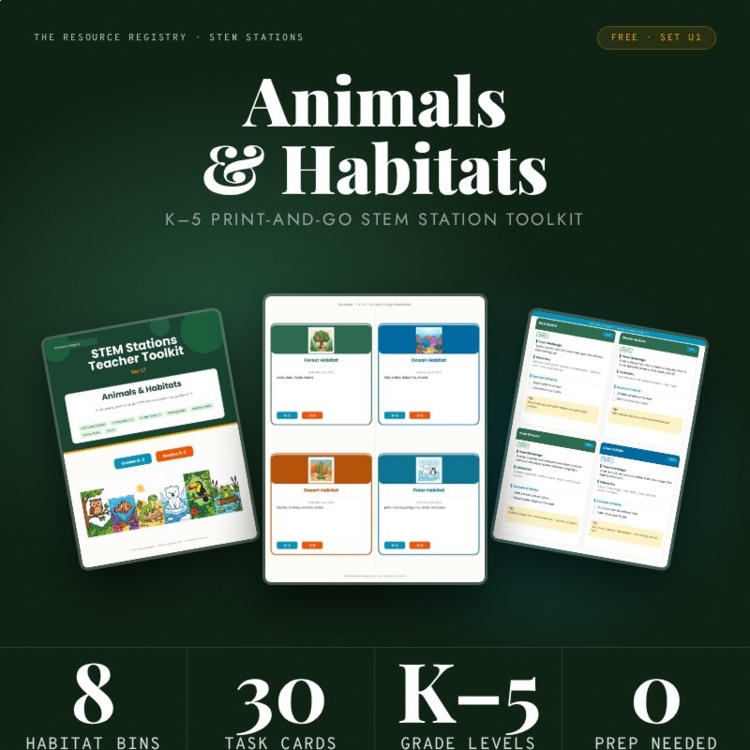 FREE STEM Stations Toolkit — Animals & Habitats