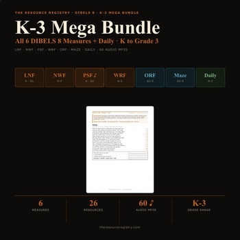 mCLASS DIBELS 8 K-3 Mega Bundle | LNF NWF PSF WRF ORF + Daily + Dashboard