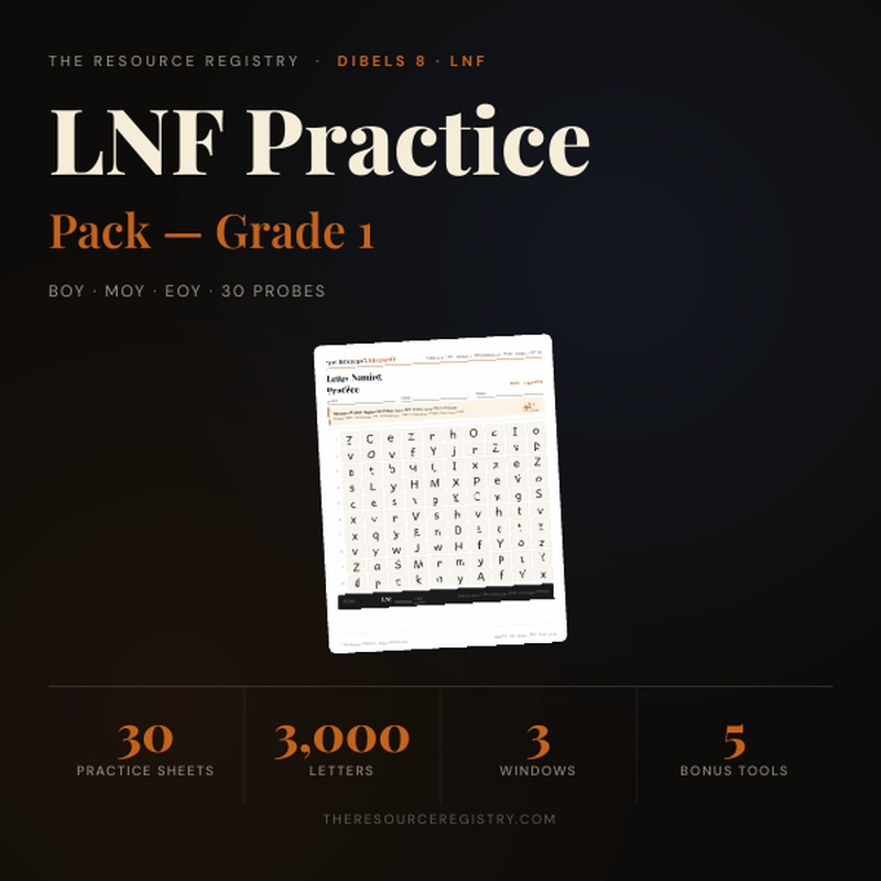 mCLASS DIBELS 8 LNF Practice Pack — 1st Grade
