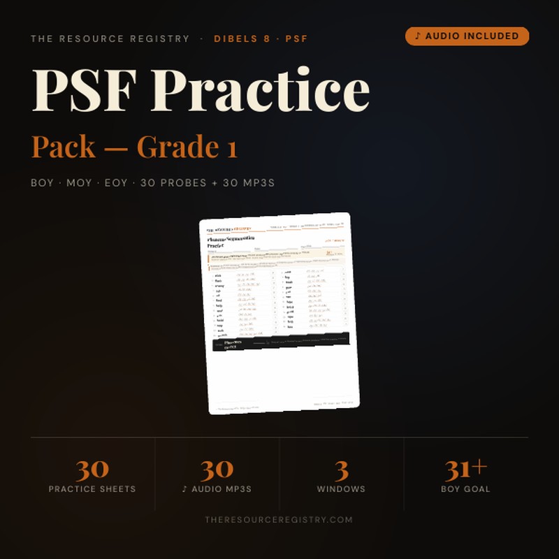 mCLASS DIBELS 8 PSF Practice Pack — 1st Grade