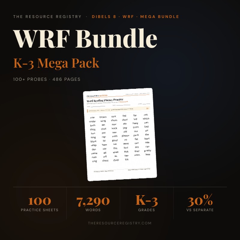 mCLASS DIBELS 8 WRF Practice Pack BUNDLE — K-3