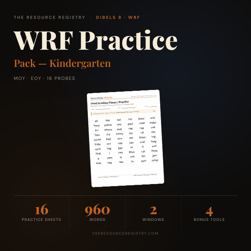 mCLASS DIBELS 8 WRF Practice Pack — Kindergarten