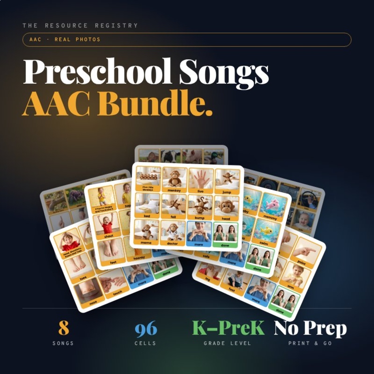 Preschool Songs AAC Communication Board Bundle